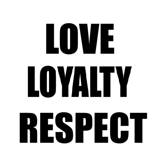 Awesome Black Glossy Mug LOVE LOYALTY & RESPECT