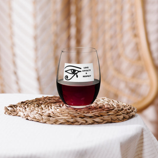 LOVE LOYALTY & RESPECT Premium Stemless wine glass